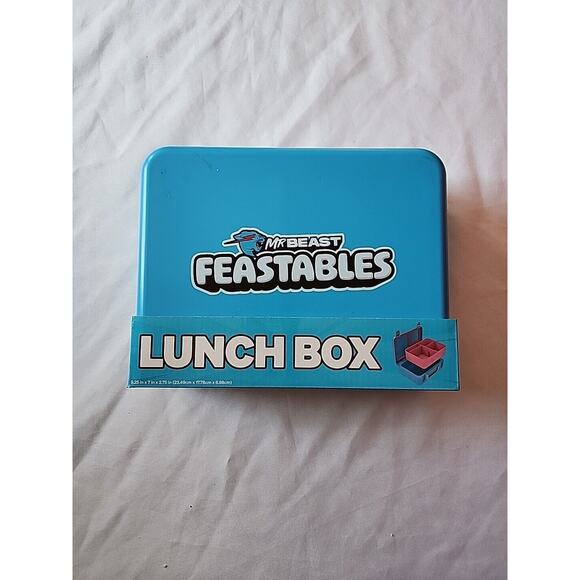 Mr Beast Feastables Lunch Box Blue Adjustable Compartment Snap Lid - Picture 1 of 6